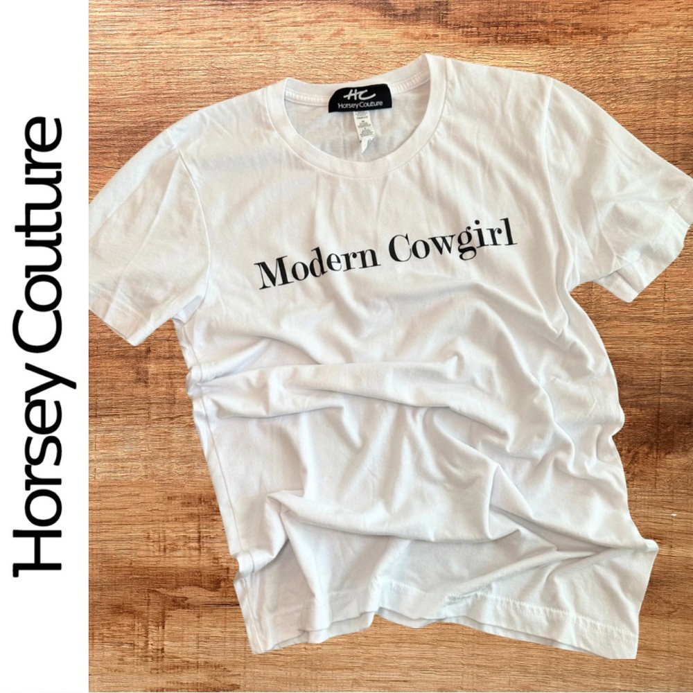 Horsey Couture "Modern Cowgirl" White Short Sleeve Tee / Size Small